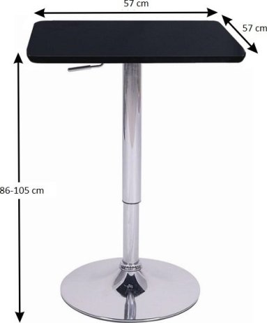 Barový stůl s nastavitelnou výškou, černá, 86-105, FLORIAN
