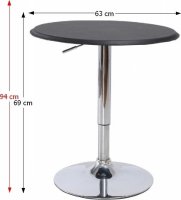 Barový stůl BRANY s nastavitelnou výškou, chrom / černá