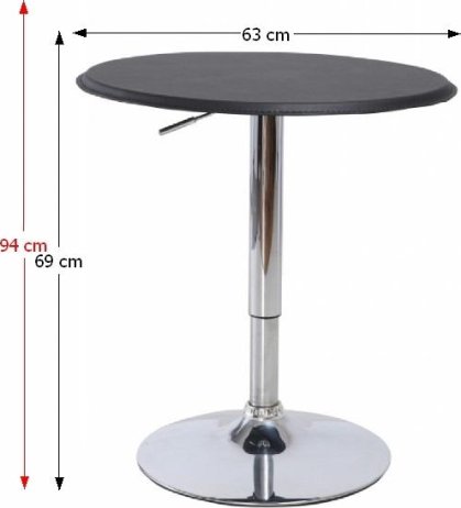 Barový stůl BRANY s nastavitelnou výškou, chrom / černá