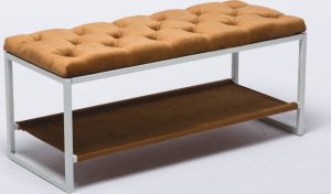 Designová lavice Vikar, bílý kov / béžová látka 6