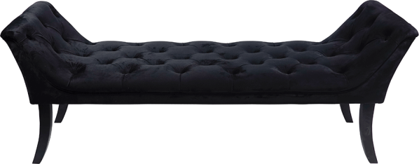 Designová lavice, černá Velvet látka / kaučukové dřevo, Hemy