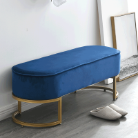 Designová lavice, modrá Velvet látka / gold chrom-zlatý, MIRILA