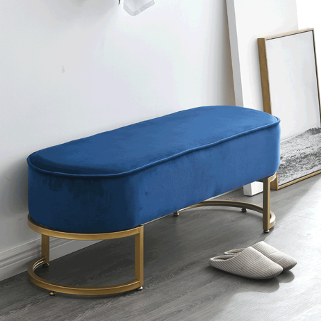 Designová lavice, modrá Velvet látka / gold chrom-zlatý, MIRILA