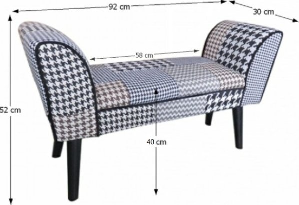 Designová lavice PEPITO Typ 7, vzorovaná látka