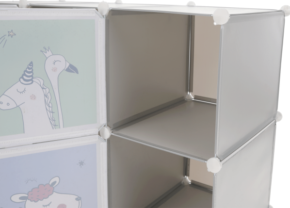 Dětská modulární skříň, šedá / dětský vzor, Hakon