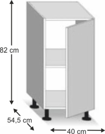 Dolní skříňka jednodveřová LINE WHITE, bílý vysoký lesk HG