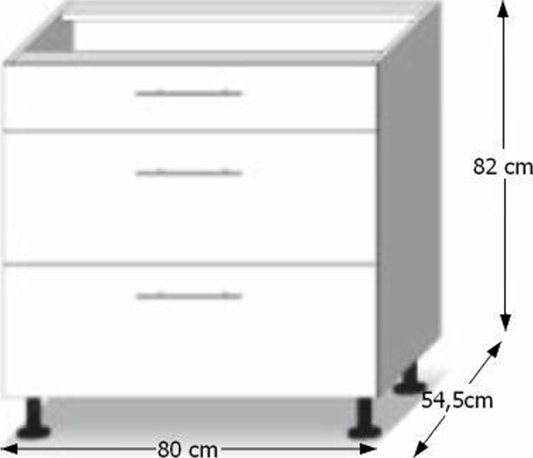 Skříňka dolní třízásuvková, bílý vysoký lesk HG, LINE WHITE