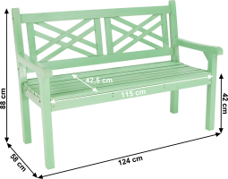 Dřevěná zahradní lavička FABLA, neo mint, 124 cm
