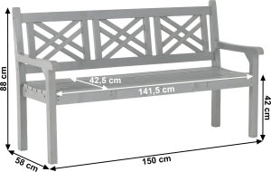 Dřevěná zahradní lavička FABLA, šedá, 150 cm