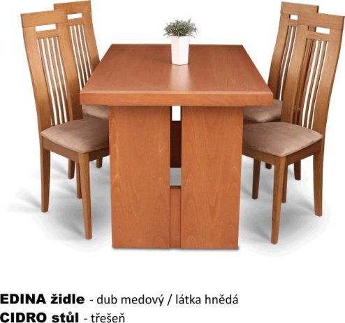 Dřevěná židle, dub/látka hnědá, EDINA