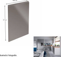 Dvířka na myčku, bílá / šedá extra vysoký lesk HG, 59,6x57, AURORA