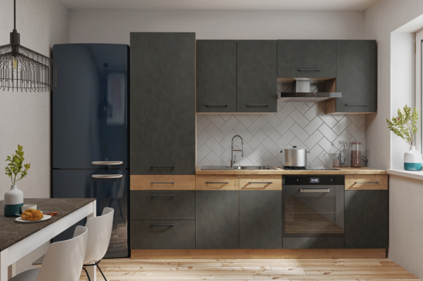 Dvířka VEGA ZM 570x596 na vestavnou myčku nádobí, šedá matná/dub lancelot