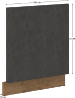 Dvířka VEGA ZM 570x596 na vestavnou myčku nádobí, šedá matná/dub lancelot