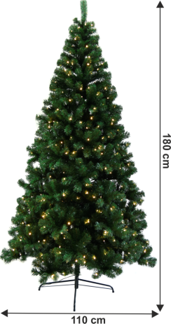 Vánoční stromek se světýlky, zelená, 180 cm, LED450, CHRISTMAS TYP 5