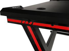 Herní stůl / počítačový stůl, s RGB LED osvětlením, černá / červená, MACKENZIE 140cm