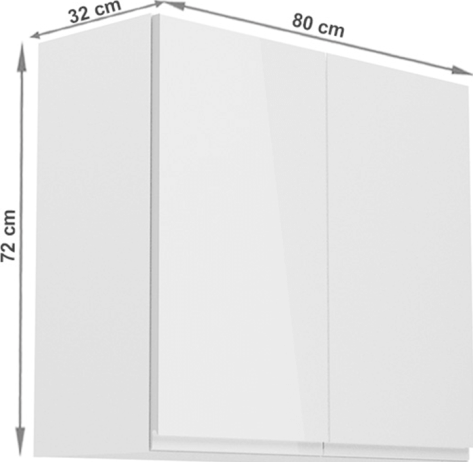 Horní skříňka, bílá / bílý extra vysoký lesk, AURORA G80