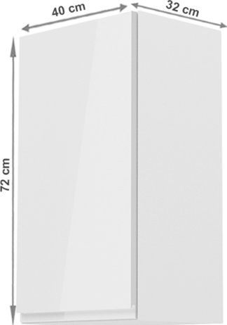 Horní skříňka, bílá / bílý extra vysoký lesk, levá, AURORA G40