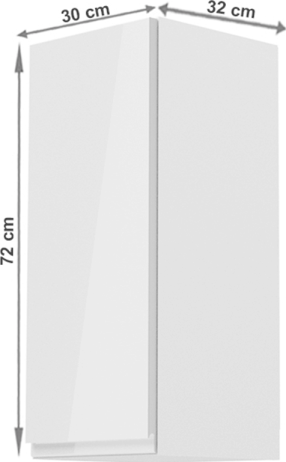 Horní skříňka, bílá / bílý extra vysoký lesk, ľravá, AURORA G30