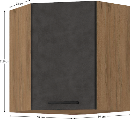 Horní skříňka VEGA 58x58 GN-72 1F, dub lancelot / šedá matná