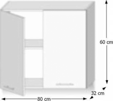 Skříňka horní dvoudveřová, bílý vysoký lesk HG, LINE WHITE