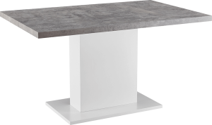 Jídelní stůl, beton / bílá extra vysoký lesk, KAZMA