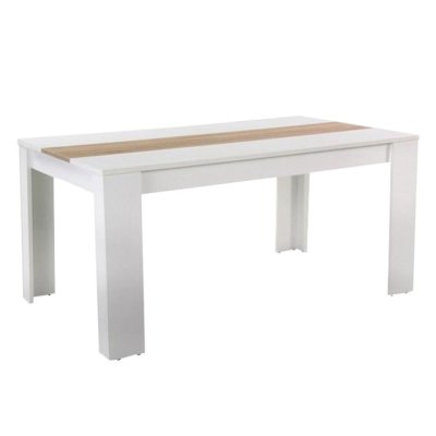 Jídelní stůl, bílá/dub sonoma, 140x80 cm, RADIM