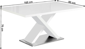 Jídelní stůl, bílá s vysokým leskem HG, FARNEL