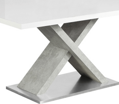 Jídelní stůl, bílá s vysokým leskem HG / beton, FARNEL