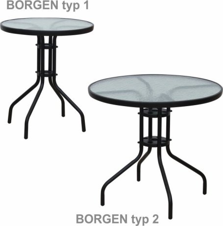 Zahradní stolek BORGEN TYP 1, tvrzené sklo / ocel