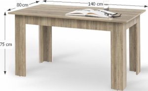 Jídelní stůl, dub sonoma, 140x80 cm, GENERAL