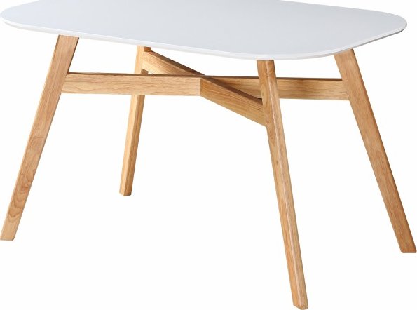 Jídelní stůl CYRUS, MDF/masivní dřevo, bílá/přírodní