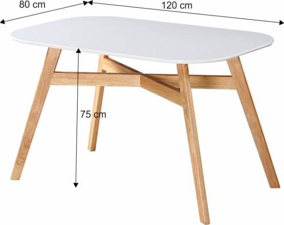 Jídelní stůl CYRUS, MDF/masivní dřevo, bílá/přírodní