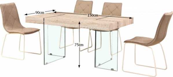 Jídelní stůl PASCAL, MDF / tvrzené sklo