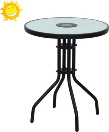Zahradní stolek OLIVAN, tvrzené sklo / ocel