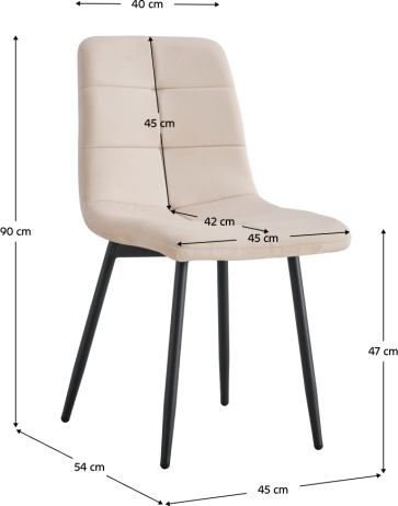 Jídelní židle DAMIA TYP 1 béžová Velvet látka/kov