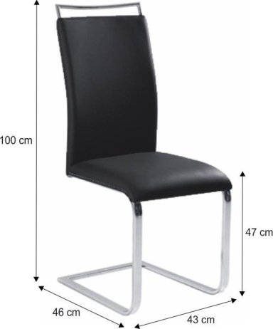 Jídelní židle BARNA, ekokůže černá / chrom