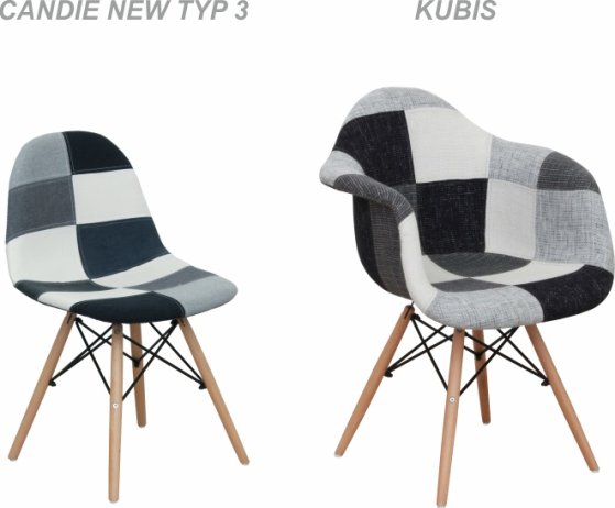 Jídelní židle, černa/bíla/šedá,, CANDIE NEW TYP 3