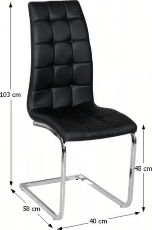 Jídelní židle DULCIA, ekokůže černá / chrom
