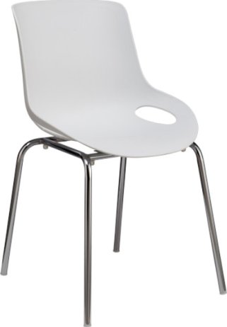 Bílá jídelní židle EDLIN, chrom + plast