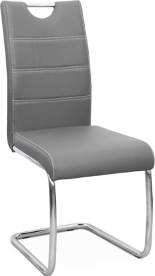 Jídelní židle ABIRA, ekokůže světle šedá / chrom