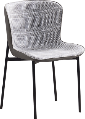 Jídelní židle, šedobílé káro / tmavě šedá látka / ekokůže, Adiana