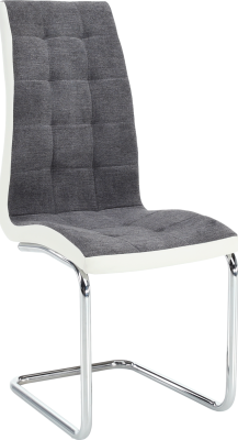 Jídelní židle SALOMA, světle šedá látka / ekokůže bílá / chrom