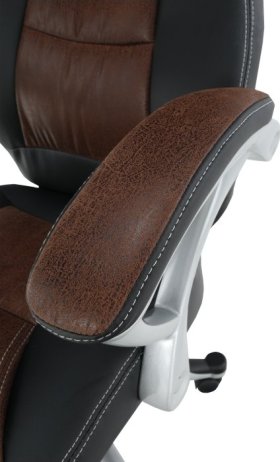Kancelářská židle, ekokůže hnědá + černá / plast, ICARUS