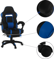 Kancelářské / herní křeslo, modrá / černá, GUNNER