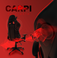 Kancelářské / herní křeslo s Bluetooth reproduktory CARPI, černá / červená