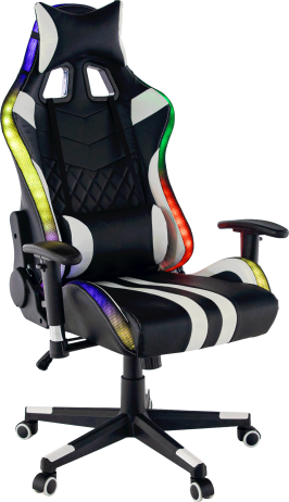 Kancelářské / herní křeslo ZOPA s RGB podsvícením, černá / bílá / barevný vzor