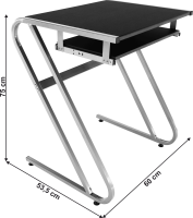 PC stůl s výsuvem JOFRY, černá, stříbrná