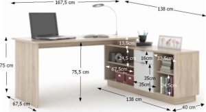 Kancelářský stůl DALTON, dub sonoma / bílá