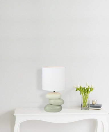 Keramická stolní lampa QENNY TYP 4, bílá / šedá