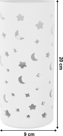 Keramická stolní lampa, bílá / vzor měsíc a hvězdy, DANAR